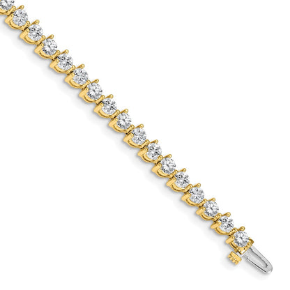 14K Yellow Gold Complete 6.15 Carat Round A Diamond 3 Prong 7 Inch Tennis Bracelet