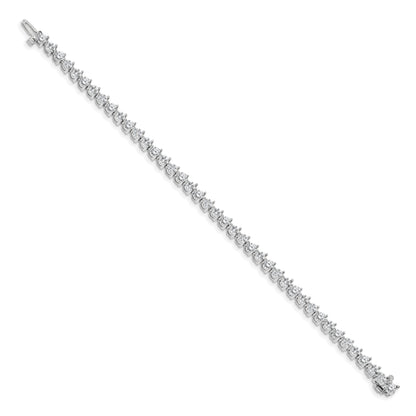 14K White Gold Complete 6.15 Carat Round A Diamond 3 Prong 7 Inch Tennis Bracelet