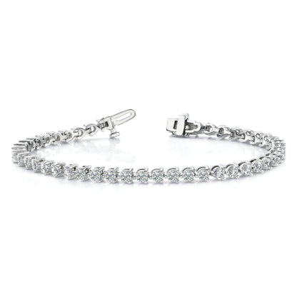 14K White Gold Complete 6.15 Carat Round Aaa Diamond 3 Prong 7 Inch Tennis Bracelet