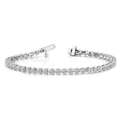 14K White Gold Complete 6.15 Carat Round A Diamond 3 Prong 7 Inch Tennis Bracelet