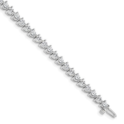 14K White Gold Complete 6.15 Carat Round Aaa Diamond 3 Prong 7 Inch Tennis Bracelet
