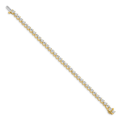 14K Yellow Gold Complete 7 Carat Round Aa Diamond 3 Prong Inch Tennis Bracelet