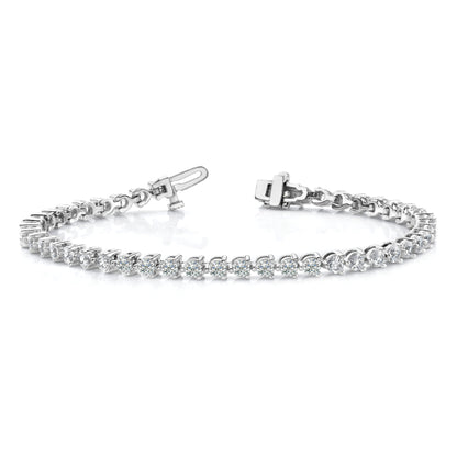 14K White Gold Complete 7 Carat Round Aa Diamond 3 Prong Inch Tennis Bracelet