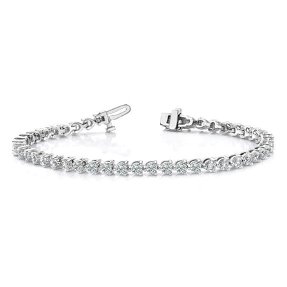 14K White Gold Complete 7 Carat Round Aaa Diamond 3 Prong Inch Tennis Bracelet