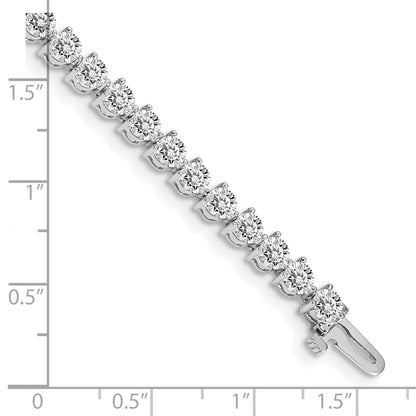 14K White Gold Complete 7 Carat Round Aa Diamond 3 Prong Inch Tennis Bracelet