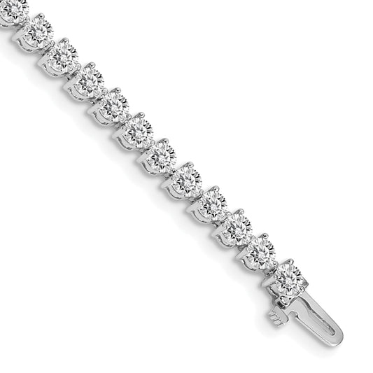 14K White Gold Complete 7 Carat Round Aa Diamond 3 Prong Inch Tennis Bracelet