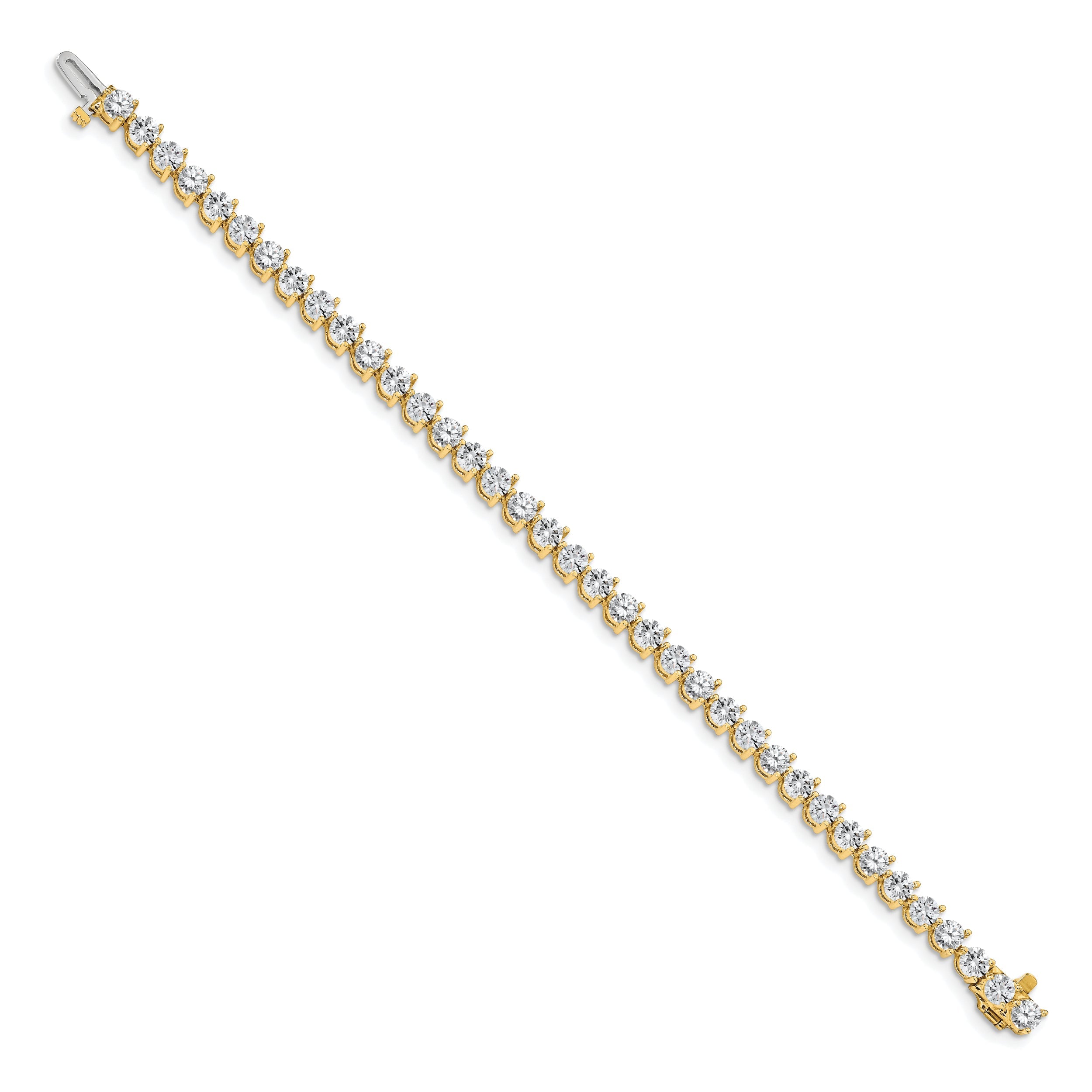 14K Yellow Gold Complete 8.5 Carat Round Aaa Diamond 3 Prong 7 Inch Tennis Bracelet
