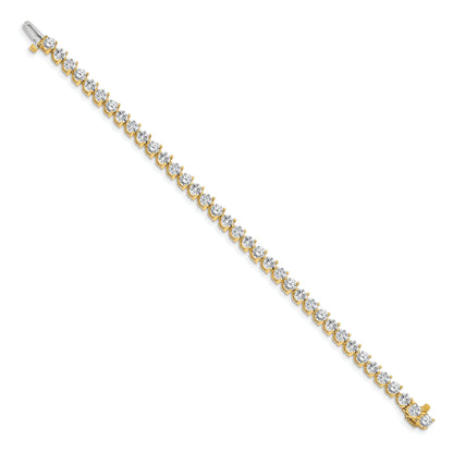 14K Yellow Gold Complete 8.5 Carat Round Aaa Diamond 3 Prong 7 Inch Tennis Bracelet