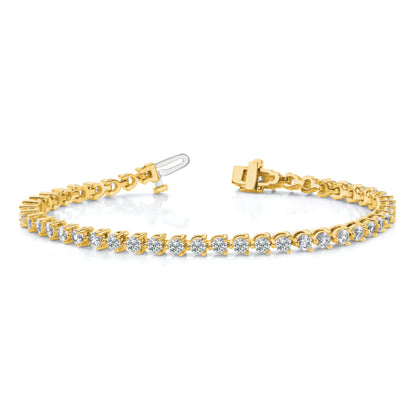 14K Yellow Gold Complete 8.5 Carat Round Vs Diamond 3 Prong 7 Inch Tennis Bracelet