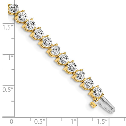 14K Yellow Gold Complete 8.5 Carat Round Vs Diamond 3 Prong 7 Inch Tennis Bracelet