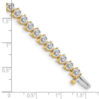 14K Yellow Gold Complete 8.5 Carat Round Aaa Diamond 3 Prong 7 Inch Tennis Bracelet