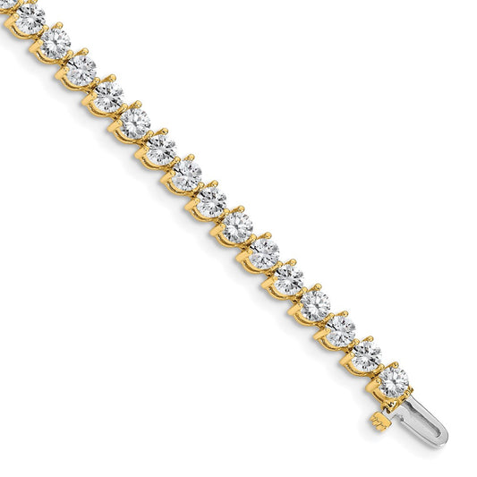 14K Yellow Gold Complete 8.5 Carat Round Vs Diamond 3 Prong 7 Inch Tennis Bracelet