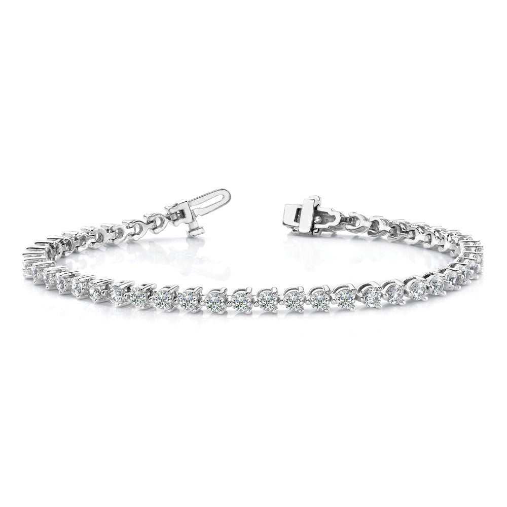 14K White Gold Complete 8.5 Carat Round Aaa Diamond 3 Prong 7 Inch Tennis Bracelet