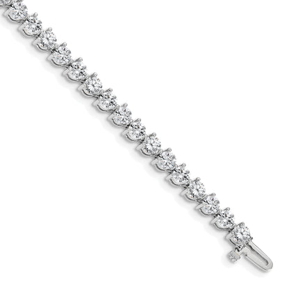 14K White Gold Complete 8.5 Carat Round Vs Diamond 3 Prong 7 Inch Tennis Bracelet