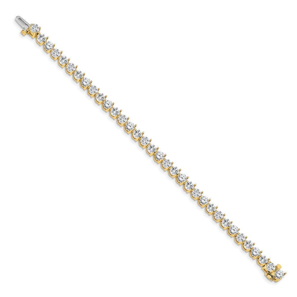14K Yellow Gold Complete 10.2 Carat Round Aaa Diamond 3 Prong 7 Inch Tennis Bracelet