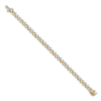 14K Yellow Gold Complete 10.2 Carat Round Aaa Diamond 3 Prong 7 Inch Tennis Bracelet