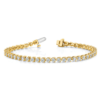 14K Yellow Gold Complete 10.2 Carat Round Aaa Diamond 3 Prong 7 Inch Tennis Bracelet