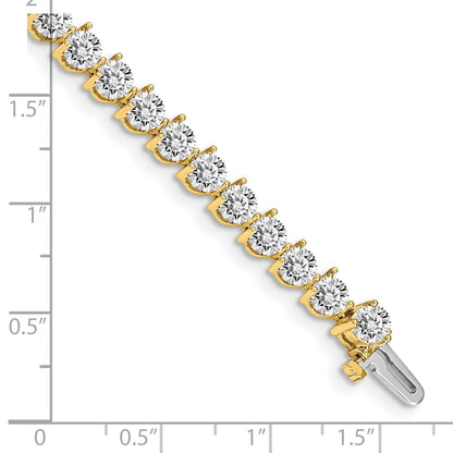 14K Yellow Gold Complete 10.2 Carat Round Aaa Diamond 3 Prong 7 Inch Tennis Bracelet