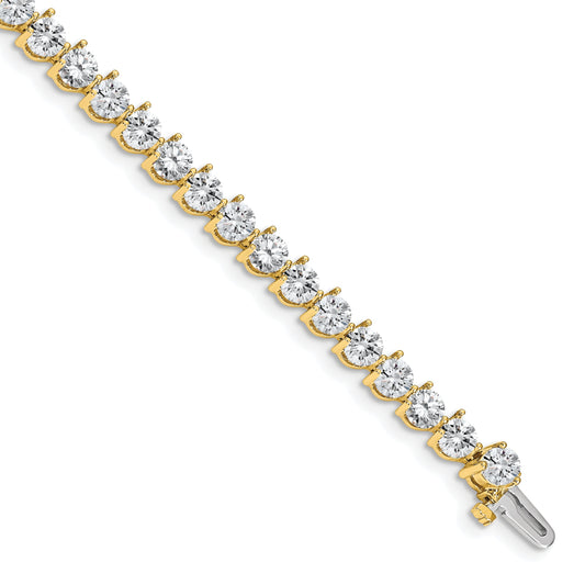 14K Yellow Gold Complete 10.2 Carat Round Aaa Diamond 3 Prong 7 Inch Tennis Bracelet