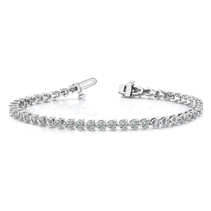 14K White Gold Complete 10.2 Carat Round A Diamond 3 Prong 7 Inch Tennis Bracelet