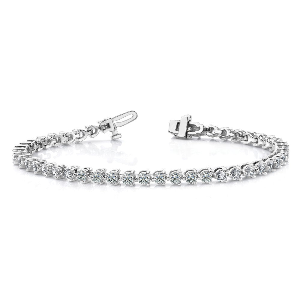 14K White Gold Complete 10.2 Carat Round Vs Diamond 3 Prong 7 Inch Tennis Bracelet