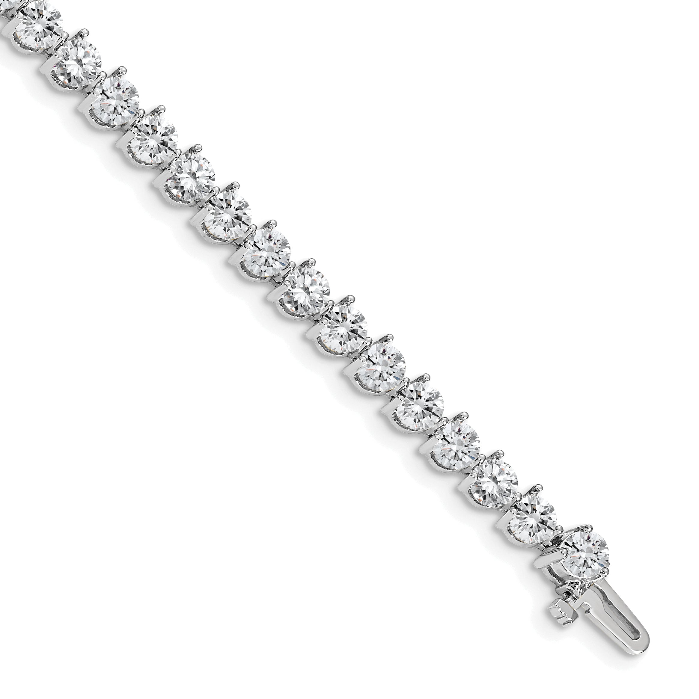 14K White Gold Complete 10.2 Carat Round Vs Diamond 3 Prong 7 Inch Tennis Bracelet