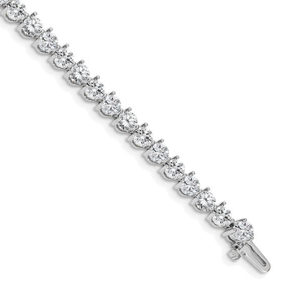 14K White Gold Complete 10.2 Carat Round Aaa Diamond 3 Prong 7 Inch Tennis Bracelet