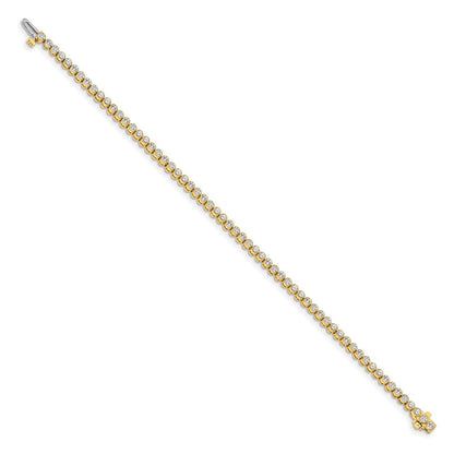 14K Yellow Gold Complete 2.13 Carat Round Aaa Diamond 2 Prong 7 Inch Tennis Bracelet