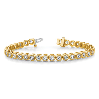 14K Yellow Gold Complete 2.13 Carat Round Aa Diamond 2 Prong 7 Inch Tennis Bracelet