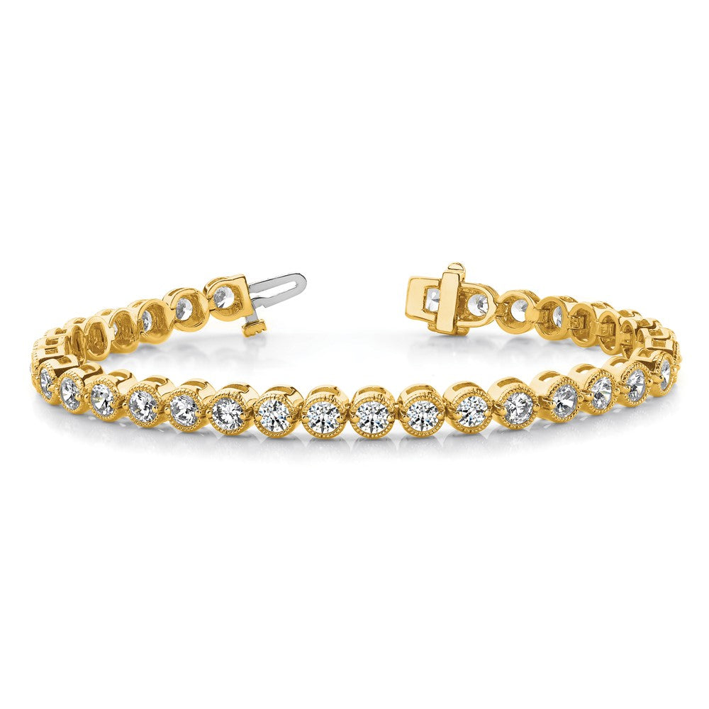 14K Yellow Gold Complete 2.13 Carat Round Aa Diamond 2 Prong 7 Inch Tennis Bracelet