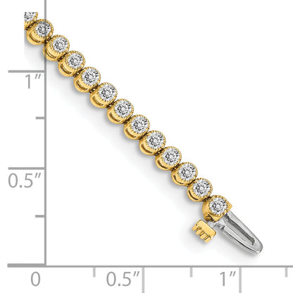 14K Yellow Gold Complete 2.13 Carat Round Aa Diamond 2 Prong 7 Inch Tennis Bracelet