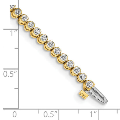 14K Yellow Gold Complete 2.13 Carat Round A Diamond 2 Prong 7 Inch Tennis Bracelet
