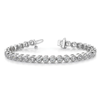 14K White Gold Complete 2.13 Carat Round A Diamond 2 Prong 7 Inch Tennis Bracelet