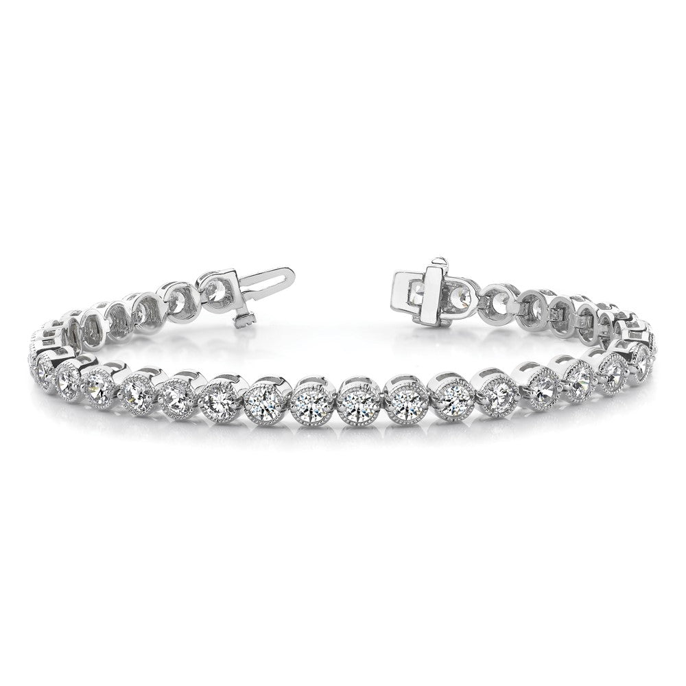 14K White Gold Complete 2.13 Carat Round Aa Diamond 2 Prong 7 Inch Tennis Bracelet