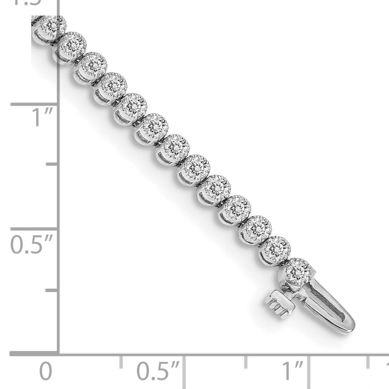 14K White Gold Complete 2.13 Carat Round A Diamond 2 Prong 7 Inch Tennis Bracelet
