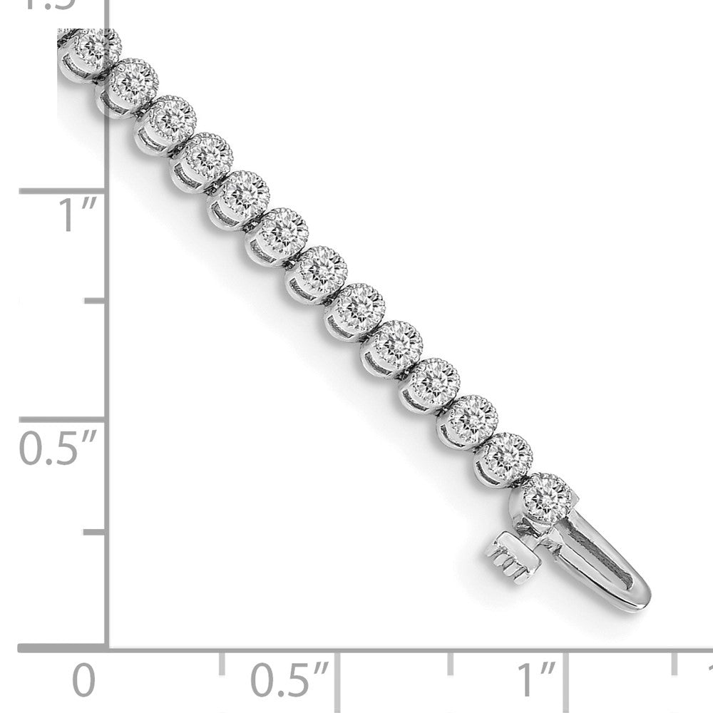 14K White Gold Complete 2.13 Carat Round A Diamond 2 Prong 7 Inch Tennis Bracelet