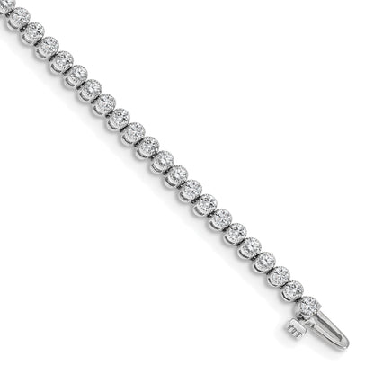 14K White Gold Complete 2.13 Carat Round A Diamond 2 Prong 7 Inch Tennis Bracelet