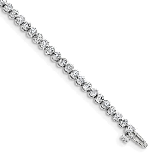 14K White Gold Complete 2.13 Carat Round A Diamond 2 Prong 7 Inch Tennis Bracelet