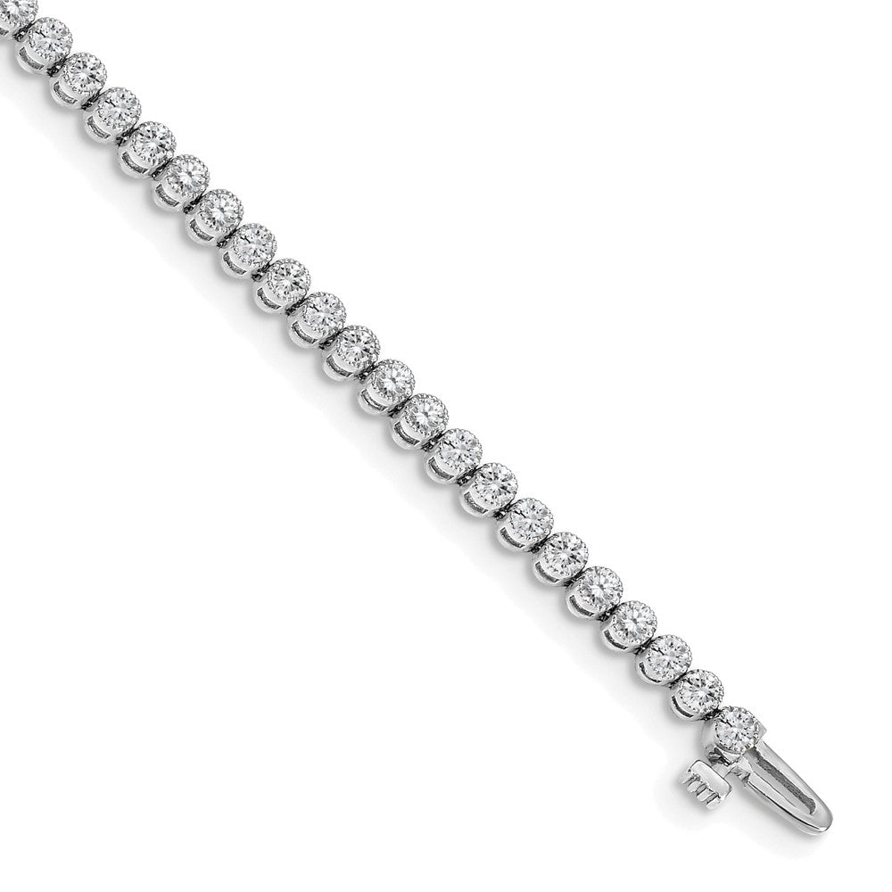14K White Gold Complete 2.13 Carat Round Aa Diamond 2 Prong 7 Inch Tennis Bracelet
