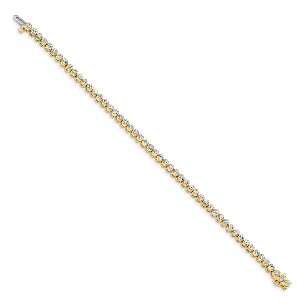 14K Yellow Gold Complete 3.06 Carat Round Aaa Diamond 2 Prong 7 Inch Tennis Bracelet
