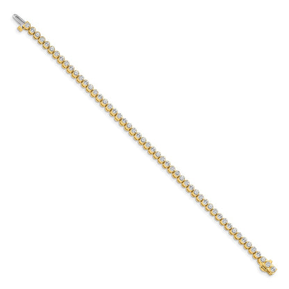 14K Yellow Gold Complete 3.06 Carat Round Aaa Diamond 2 Prong 7 Inch Tennis Bracelet