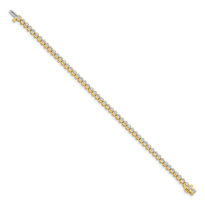 14K Yellow Gold Complete 3.06 Carat Round Aa Diamond 2 Prong 7 Inch Tennis Bracelet