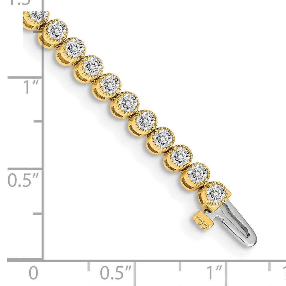 14K Yellow Gold Complete 3.06 Carat Round A Diamond 2 Prong 7 Inch Tennis Bracelet