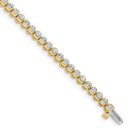 14K Yellow Gold Complete 3.06 Carat Round Aa Diamond 2 Prong 7 Inch Tennis Bracelet