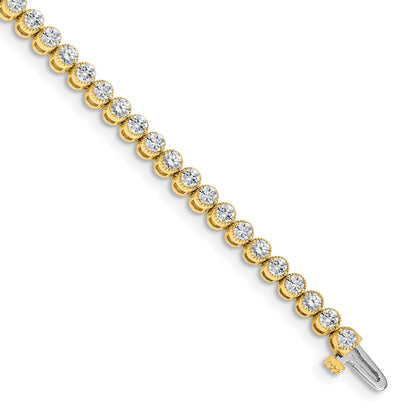 14K Yellow Gold Complete 3.06 Carat Round Vs Diamond 2 Prong 7 Inch Tennis Bracelet