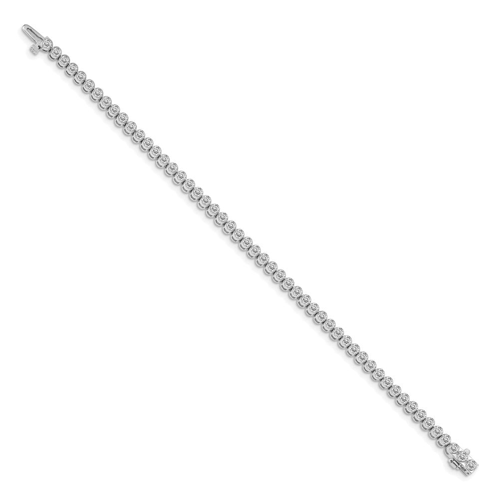 14K White Gold Complete 3.06 Carat Round A Diamond 2 Prong 7 Inch Tennis Bracelet