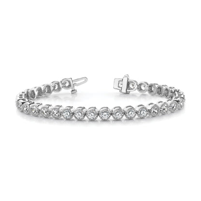14K White Gold Complete 3.06 Carat Round Aaa Diamond 2 Prong 7 Inch Tennis Bracelet