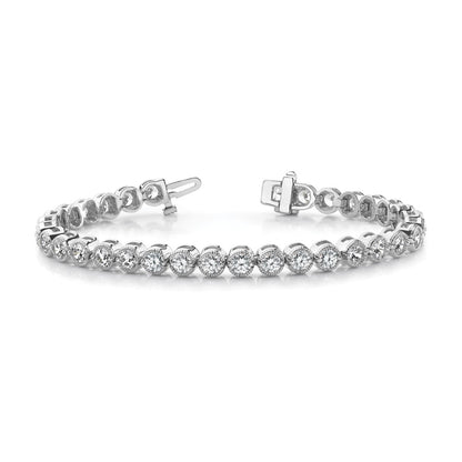14K White Gold Complete 3.06 Carat Round Vs Diamond 2 Prong 7 Inch Tennis Bracelet