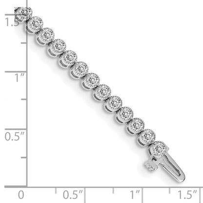 14K White Gold Complete 3.06 Carat Round Aa Diamond 2 Prong 7 Inch Tennis Bracelet