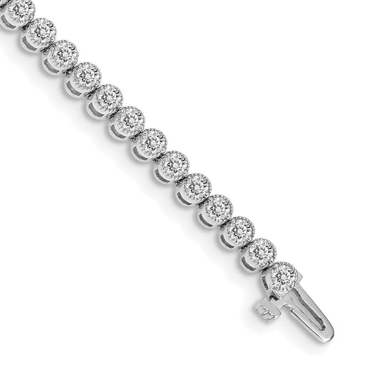 14K White Gold Complete 3.06 Carat Round Aaa Diamond 2 Prong 7 Inch Tennis Bracelet